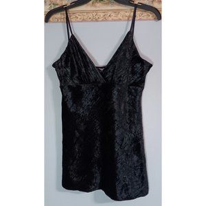 Meghan Noland Large Black Velour Classic Long Sexy Going Out Cami Tank Top